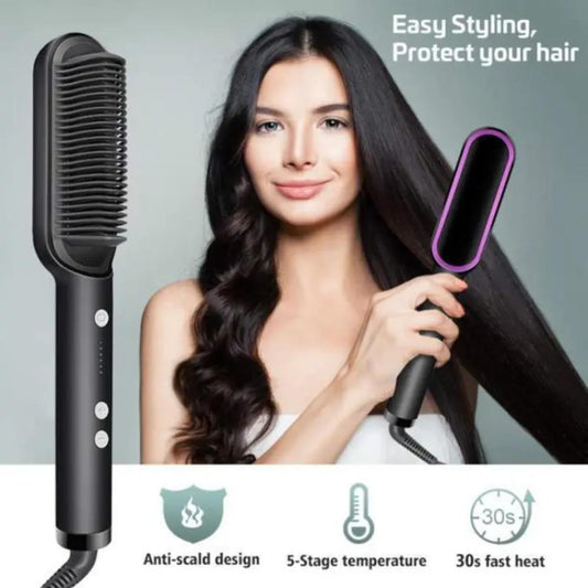 2-in-1 Fast Heating Ceramic Hair Straightener & Styling Comb