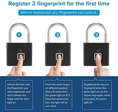 Rechargeable Smart Padlock with Fingerprint Sensor