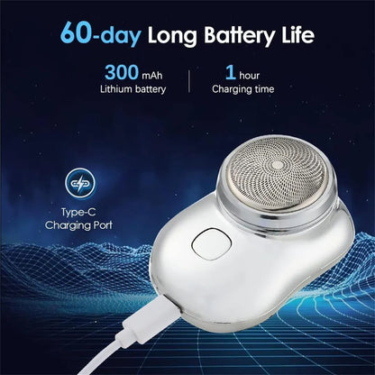 Mini Pocket Shaver for Men Women Blue Silver Waterproof
