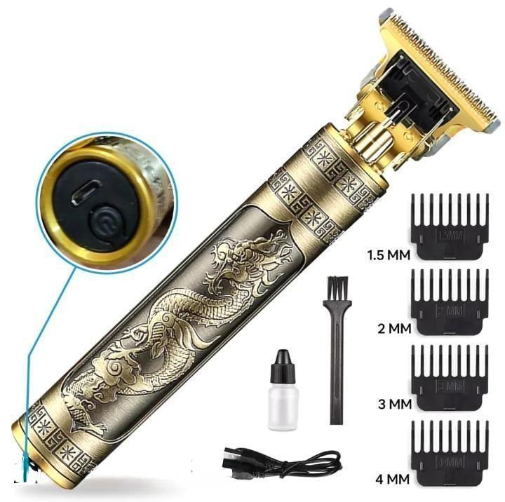 Men's Rechargeable Hair Trimmer Golden Dragon Design