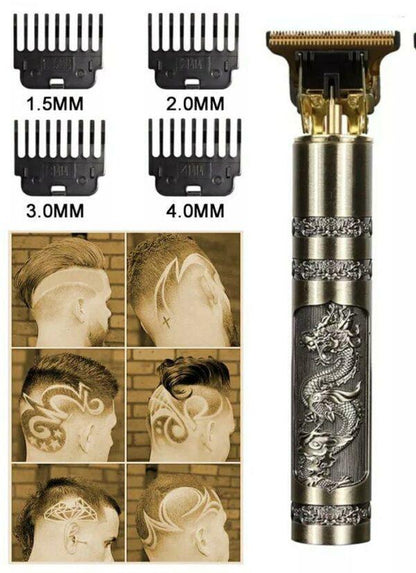 Men's Rechargeable Hair Trimmer Golden Dragon Design