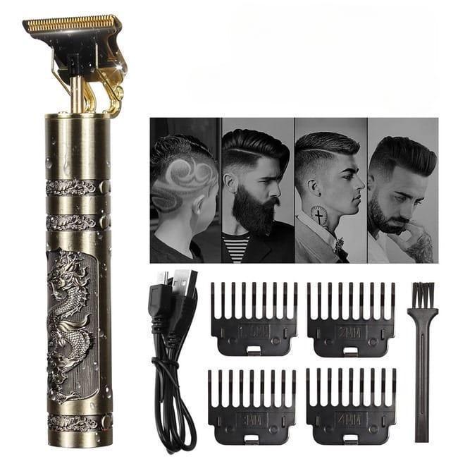 Men's Rechargeable Hair Trimmer Golden Dragon Design