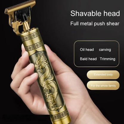 Men's Rechargeable Hair Trimmer Golden Dragon Design