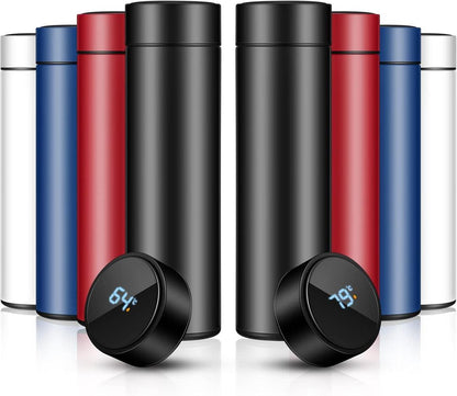 Digital Temperature Water Bottle Black Stainless Steel Tea Filter
