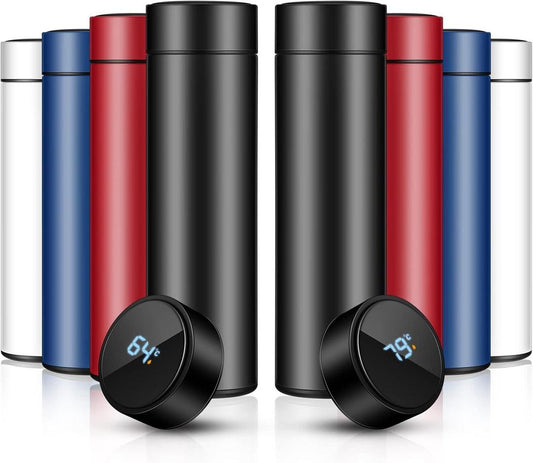 Digital Temperature Water Bottle Black Stainless Steel Tea Filter