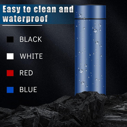 Digital Temperature Water Bottle Black Stainless Steel Tea Filter