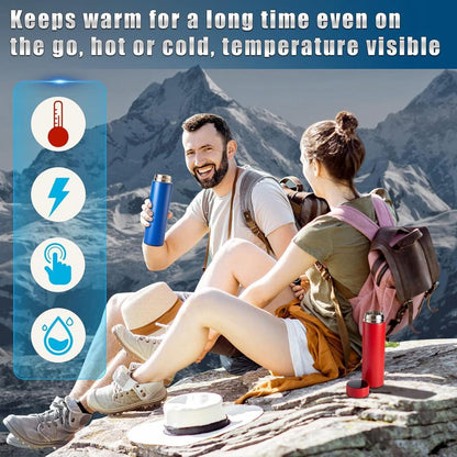 Digital Temperature Water Bottle Black Stainless Steel Tea Filter
