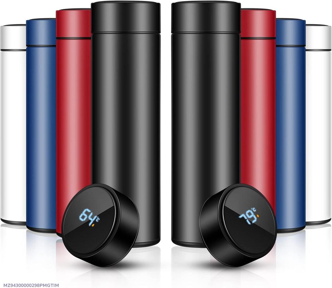 Digital Temperature Water Bottle Black Stainless Steel Tea Filter