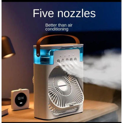 Portable Air Conditioner Fan USB Electric Fan with LED Night Light, Fine Mist Water, and Humidifier Function