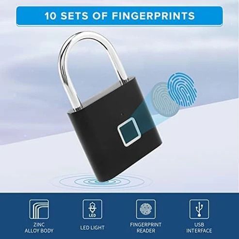 Rechargeable Smart Padlock with Fingerprint Sensor