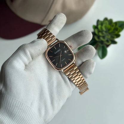 Casio Elegant White Dial Gold Tone Square Watch
