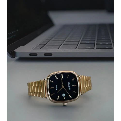 Casio Elegant White Dial Gold Tone Square Watch