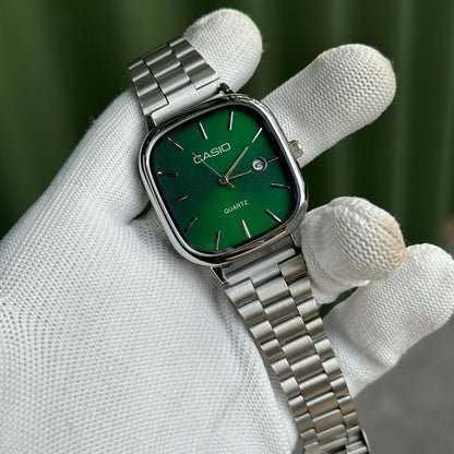 Casio Elegant White Dial Gold Tone Square Watch