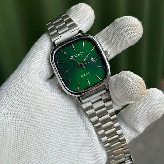 Casio Elegant White Dial Gold Tone Square Watch
