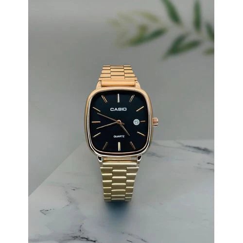 Casio Elegant White Dial Gold Tone Square Watch