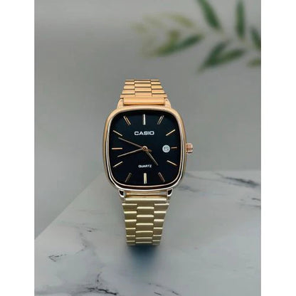 Casio Elegant White Dial Gold Tone Square Watch