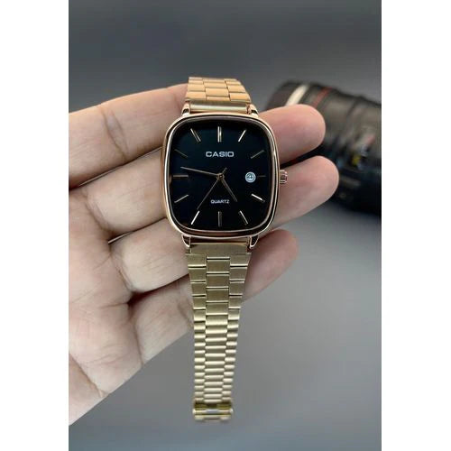 Casio Elegant White Dial Gold Tone Square Watch