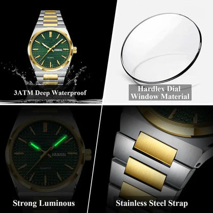 Men Square Watch Black Dial Silver Steel Chain Strap